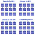 Calendar for 2014,2015,2016,2017 year. Royalty Free Stock Photo