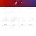 Calendar 2017 year simple style.