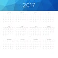 Calendar 2017 year simple style.