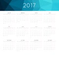 Calendar 2017 year simple style.