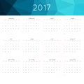 Calendar 2017 year simple style. Week starts from sunday. Royalty Free Stock Photo