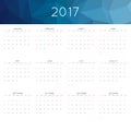 Calendar 2017 year simple style. Week starts from sunday. Royalty Free Stock Photo