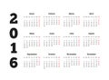 Calendar 2016 year on Spanish language, A4 sheet