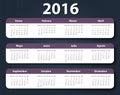 Calendar 2016 year vector design template in