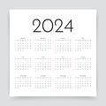 Calendar 2024 year. Vector illustration. Calender layout grid of year planner