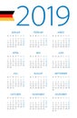 Calendar 2019 - illustration. German version Royalty Free Stock Photo
