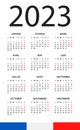 Calendar 2023 year - vector template illustration. French version Royalty Free Stock Photo
