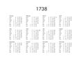 Calendar of year 1738