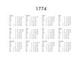 Calendar of year 1774