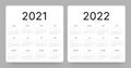 Calendar for 2021 and 2022 year. Week Starts on Monday. Royalty Free Stock Photo