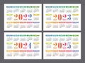 Calendar 2022, 2023, 2024 and 2025 years. English colorful vector set. Horizontal wall or pocket calender template. Design Royalty Free Stock Photo