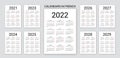 Calendar 2022 2023 2024 2025 2026 2027 2028 years in French. Vector illustration. Desk planner Royalty Free Stock Photo
