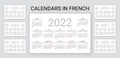 Calendar 2022 2023 2024 2025 2026 2027 2028 years in French. Vector illustration. Desk planner Royalty Free Stock Photo