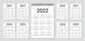 Calendar 2022, 2023, 2024, 2025, 2026, 2027, 2028 years in French. Vector illustration. Desk planner Royalty Free Stock Photo