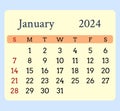 Calendar-yellow-month-january-2024-rouded-corners-blue-background