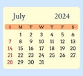 Calendar-yellow-month-july-2024-rouded-corners-blue-background