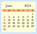 Calendar-yellow-month-june-2024-rouded-corners-blue-background