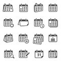 Calendars for time planning glyph icons set