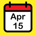 Calender icon fifteenth April Royalty Free Stock Photo