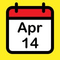 Calender icon fourteenth April Royalty Free Stock Photo