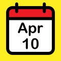 Calender icon tenth April Royalty Free Stock Photo