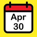 Calender icon thirtieth April Royalty Free Stock Photo