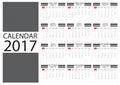 Calender 2017 on white background