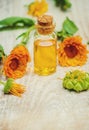 The calendula extract. Medicinal plants. Royalty Free Stock Photo