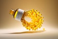 Calendula oil or fish oil capsules, cloud in shape of light bulb, AI generative concept illustration