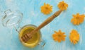 Calendula tisane in glass mug