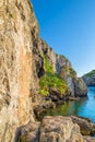 Cales coves cliffs in the evening sunlight. Royalty Free Stock Photo