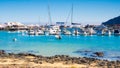 Caleta del Sebo, Canary Islands, Spain - 02.10.2019: Yacht harbor at La graciosa Island coast, popular sailing vacation spot near