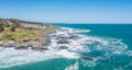 caleta pellines constitucion maule chile, aerial view from drone horizontal photo of sea and beach