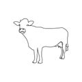 Calf, cow one line art of horse. Continuous line drawing of livestock, domestic animal. Royalty Free Stock Photo