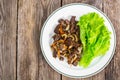 Calfs liver with letucce garnish Royalty Free Stock Photo