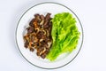 Calfs liver with letucce garnish Royalty Free Stock Photo