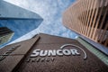 Sign for Suncor Energy in downtown Calgary