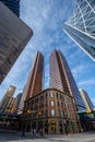 Wide angle view of office towers in Calgary Royalty Free Stock Photo