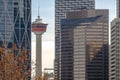 The Calgary Tower a 190.8-metre free standing observation tower in the downtown core of