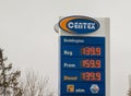 A CENTEX gas station sign with the gasoline prices Royalty Free Stock Photo