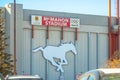The McMahon Stadium entrance sign. A Canadian football stadium.The stadium is owned by the