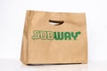 A Bag with a Subway Fast-food restaurant company logo