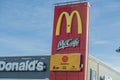 A McDonald\'s sign outside on a clear day