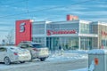 A Scotiabank sign at a branch building during the winter