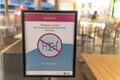 Calgary Alberta Canada - January 28 2021 - Sign at Food Court during Covid 19 Lockdown