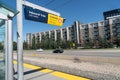 Calgary C Train downtown light rapid transit system at the Bridgeland train station Royalty Free Stock Photo