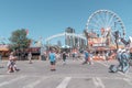 People enjoy the Calgary Stampede at the Stampede Park in summer Royalty Free Stock Photo