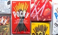 A box of Pocky, a Japanese sweet snack food produced by the Ezaki Glico food company