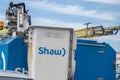 A close up to a back view to a Shaw Communications internet service truck Crane