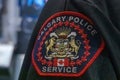 A close up to a Calgary Police uniform sign